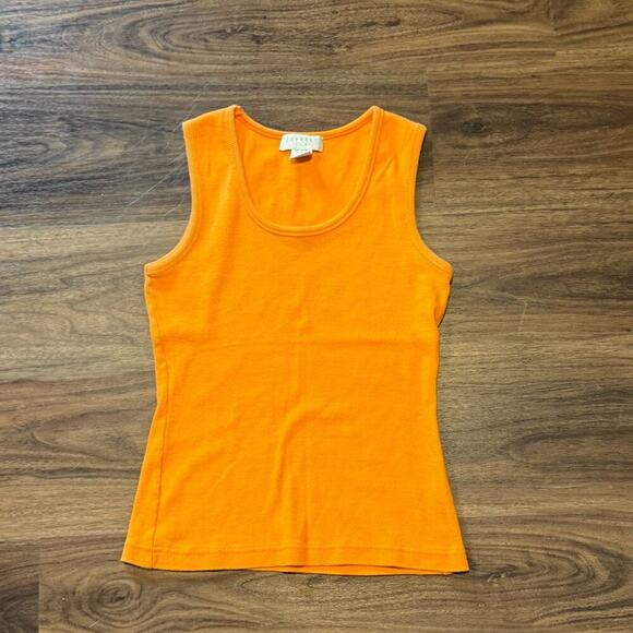 Express VINTAGEWomen’s Tricot Tank Top Size Small Orange Stretch Knit Sleeveless - Picture 2 of 6